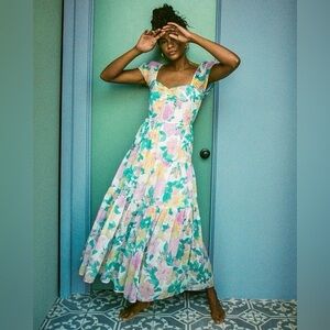Billabong Floral Puff Sleeve Maxi Dress